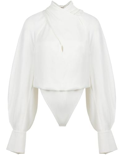 Nocturne Cross Front Lace Up Top - White