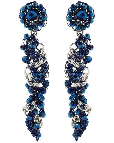 Lavish by Tricia Milaneze Blue & Silver Hera Drop Handmade Crochet Earrings