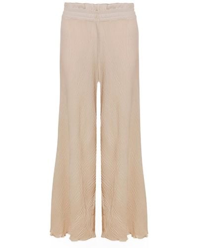 James Lakeland Neutrals Pleated Cropped Trousers - Natural