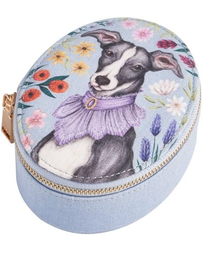Fable England Fable Catherine Rowe Pet Portraits Whippet Oval Jewellery Box - Blue
