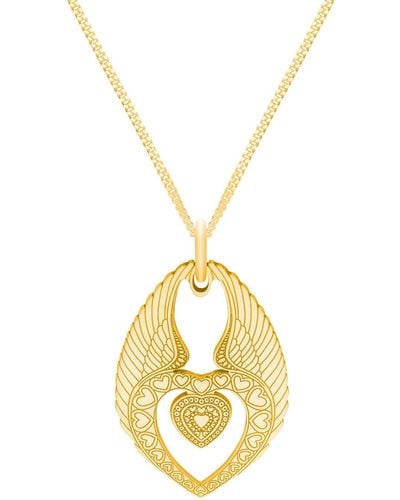 CarterGore Medium Winged Heart Pendant Necklace - Metallic