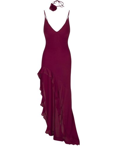 DELFI Collective Lara Ruffle Burgundy Dress - Purple
