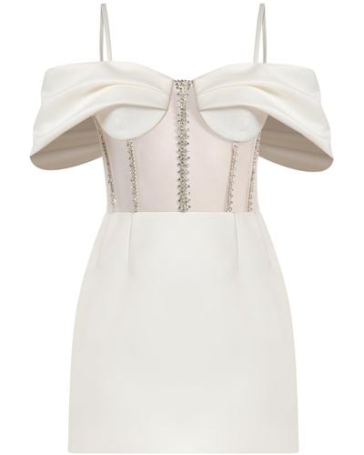 Tia Dorraine Belle Of The Ball Crystal-embellished Mini Dress - White