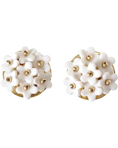 POPORCELAIN Mini Daisy Cluster Clip Earrings - Metallic