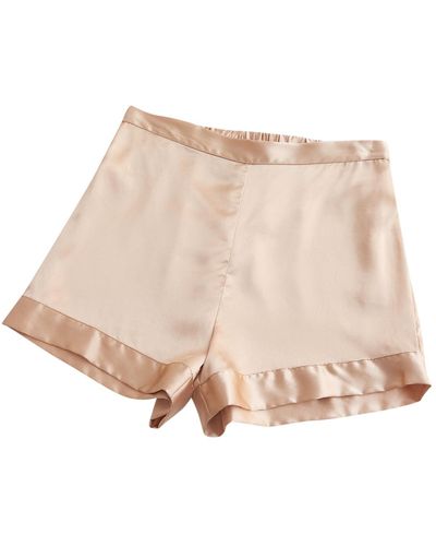 Soft Strokes Silk Pure Mulberry Silk Shorts High-waisted In Champagne - Natural