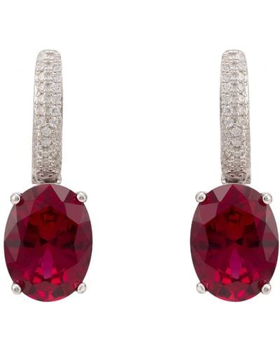 LÁTELITA London Alexandra Oval Drop Earrings Silver Ruby - Red