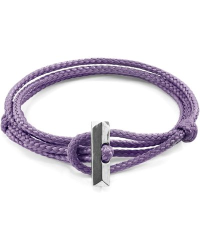 Anchor and Crew Lilac Purple Oxford Silver & Rope Bracelet