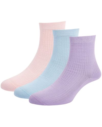 LE COLONEL Set Of Three Deauville Organic Cotton Socks - Purple