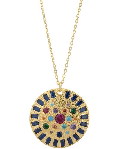 LÁTELITA London Ecliptic Mosaic Circle Gemstone Pendant Necklace - Metallic