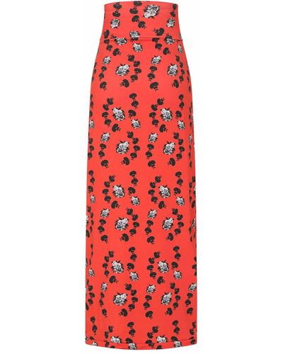 Sophie Cameron Davies Floral Maxi Jersey Skirt - Red