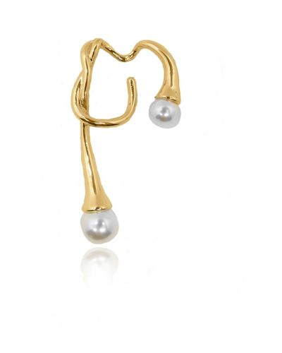 VIEA Dahlia Irregular Hook Pearl Ear Cuff - White