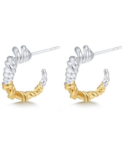 FRIDA & FLORENCE Orelia Mini Gold & Sterling Silver Hoop Earrings - Metallic