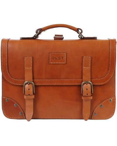 THE DUST COMPANY Leather Briefcase In Cuoio Brown