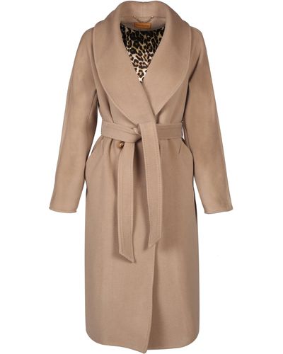 Santinni 'hepburn' 100% Italian Virgin Wool & Cashmere Coat In Grigio - Brown