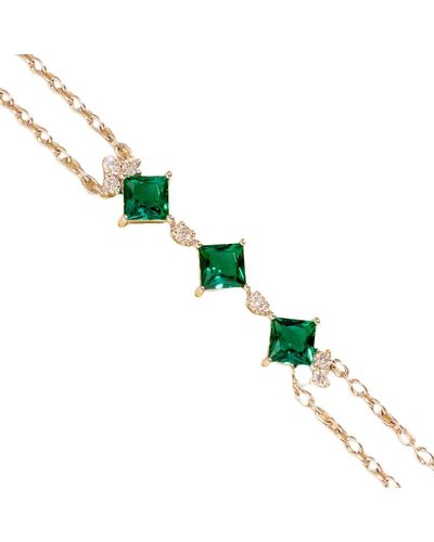 Juvetti Forma White Gold Bracelet In Emerald & Diamond - Green