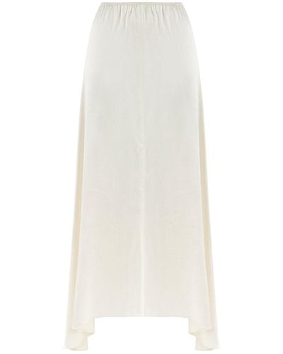 Nocturne Asymmetrical Long Skirt - White