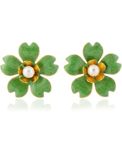 Milou Jewelry Light Buttercup Flower Earrings - Green