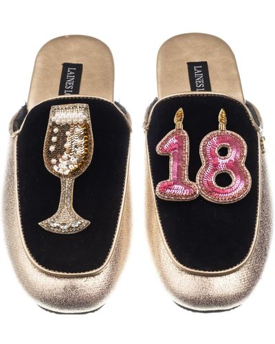 Laines London Classic Mules With 18th Birthday & Glass Of Champagne Brooches - Black