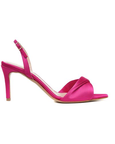 Ginissima Chloe Fuchsia Satin Sandals Low Heel - Pink