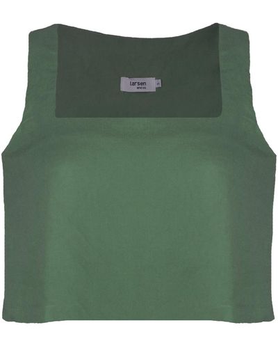 Larsen and Co Pure Linen Palma Top In Sea - Green