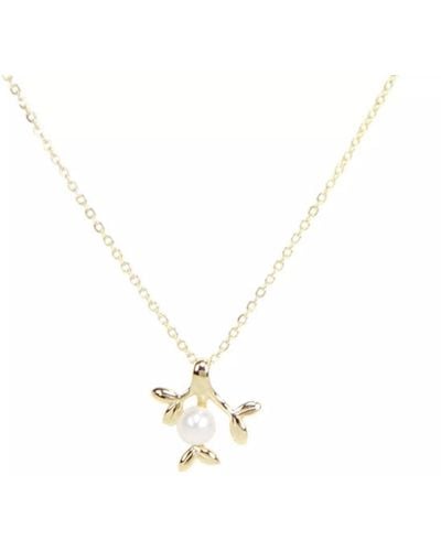 Elk & Bloom Pearl Choker Necklace - Metallic
