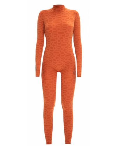 Monosuit Orange Bodysuit Long Sleeve Eco Monoskin Back Zip - Red