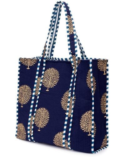 At Last Cotton Tote Bag In French Navy - Blue