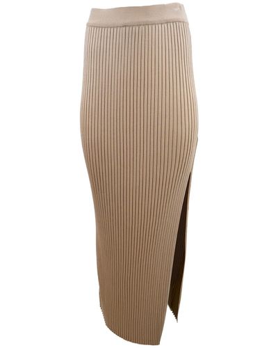 Theo the Label Neutrals Eos Ribbed Maxi Skirt Sand - Natural