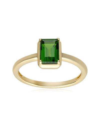 Gemondo Ecfew Gold Plated Sterling Silver Octagon Chrome Diopside Ring - Green