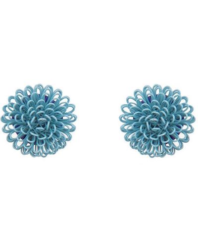 Pats Jewelry Light Single Clip Pompom Earrings - Blue
