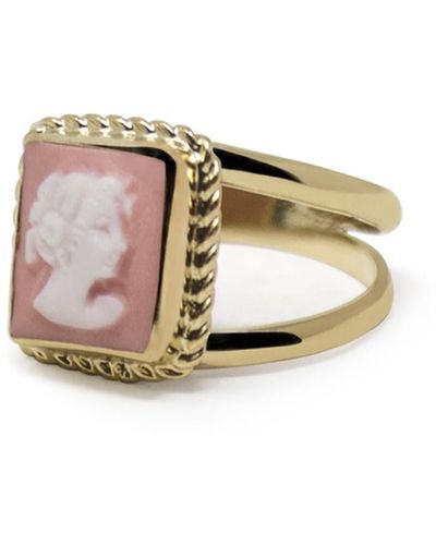 Vintouch Italy The Beloved Gold-plated Pink Cameo Ring - Metallic