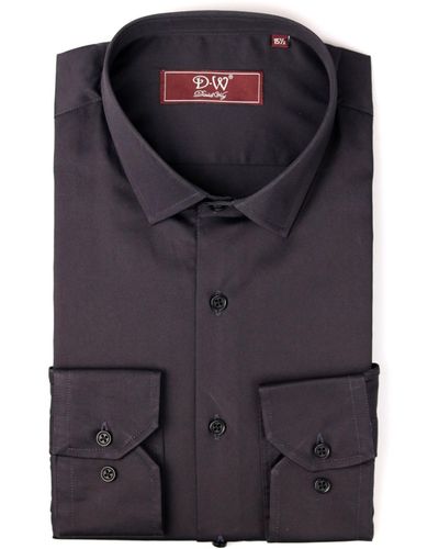 DAVID WEJ Classic Collar Button Cuff Poplin Shirt – - Blue