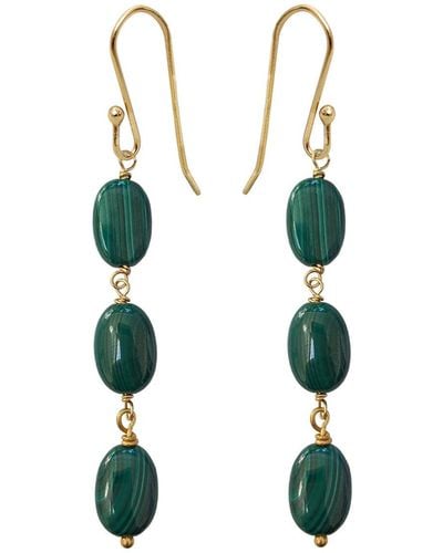 Mirabelle Three Malachite Earrings - Green