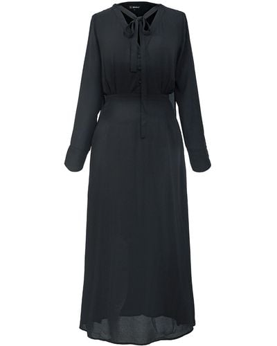 Smart and Joy V-neckline Long Blouse-dress - Black