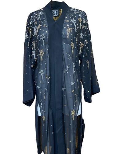Any Old Iron Sequin Shooting Star Black Duster - Blue