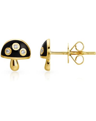770 Fine Jewelry Black And Mushroom Earrings - Metallic