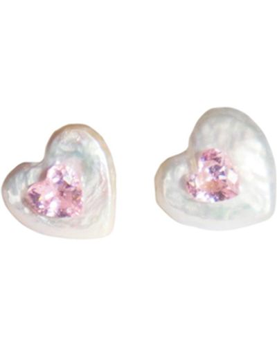 seree Elizabeth Heart Shaped Baroque Pearl Earrings - Multicolor
