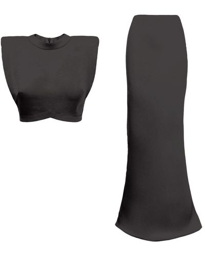 BLUZAT Bkack Set With Top And Maxi Skirt - Black