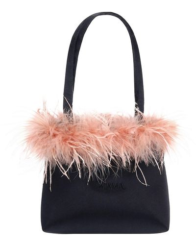 NOT JUST PAJAMA Glam Silk Handbag With Feathers - Pink