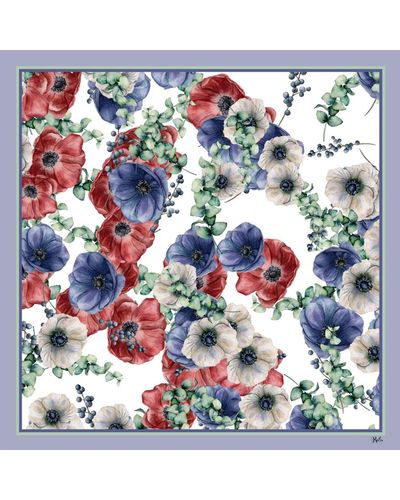 Ralufineart Silk Scarf Chromatic Blooms - Blue