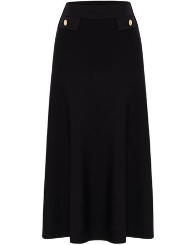 Peraluna Vivien Midi Flared Knit Skirt In - Black