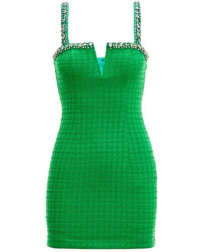 Nissa Embellished Bouclé Mini Dress - Green