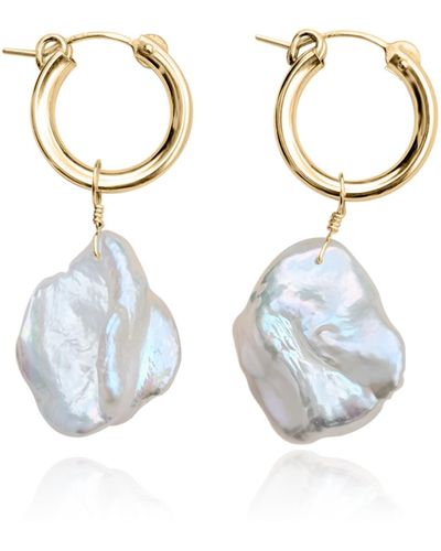 Kiri & Belle Clemmie Petal Pearl Filled Earrings - Blue