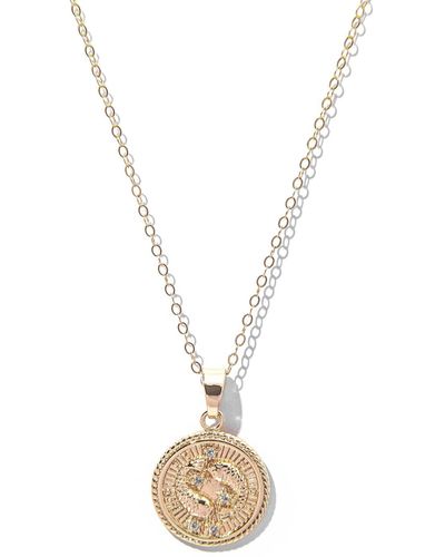 The Essential Jewels Pisces Zodiac Medallion Pendant Filled Necklace - Metallic
