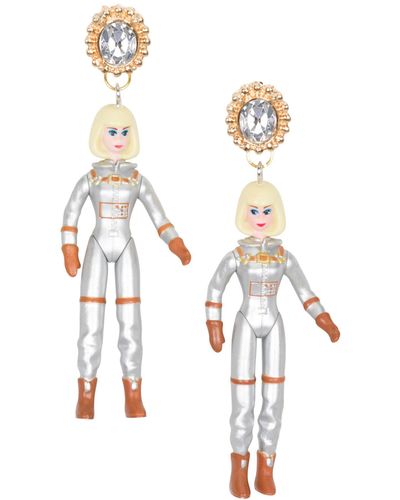 Meghan Fabulous Space Cadet Barbie Earrings - White
