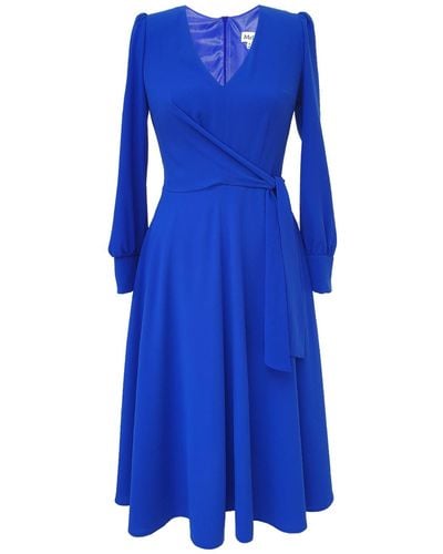 Mellaris Brittany Dress In French Crepe - Blue