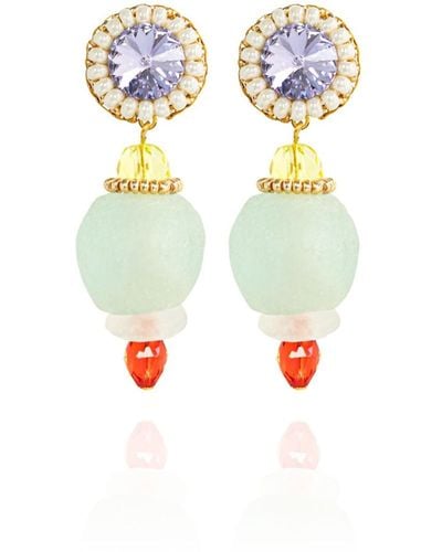 Saule Label Camille Earrings In Cherry Blossom - White