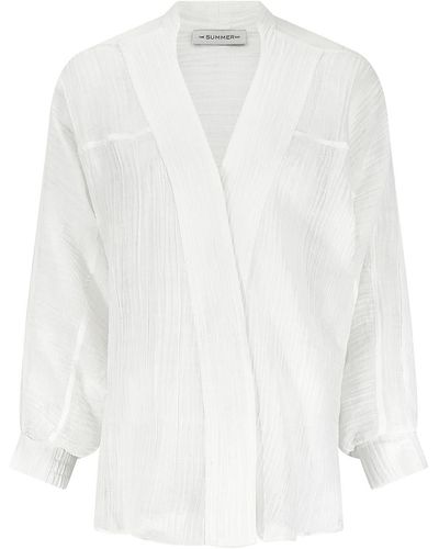 The Summer Edit Margot Crinkle Linen Sports Shirt - White