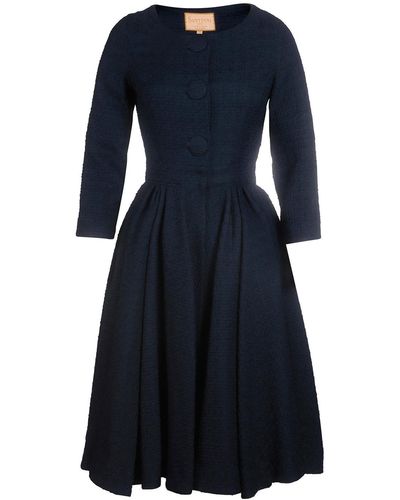 Santinni 'lady' Italian Wool Swing Dress Coat In Blu - Blue