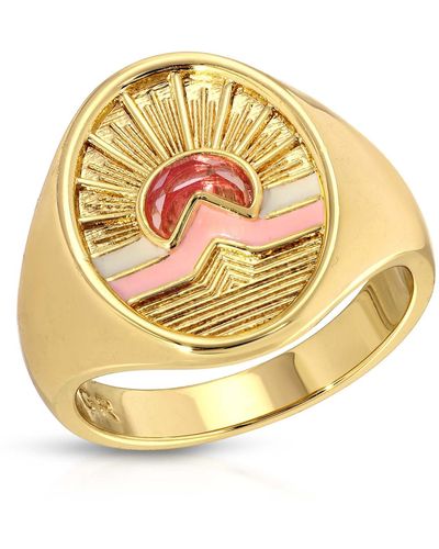 Glamrocks Jewelry Tequila Sunrise Signet Ring- Sun - Multicolour